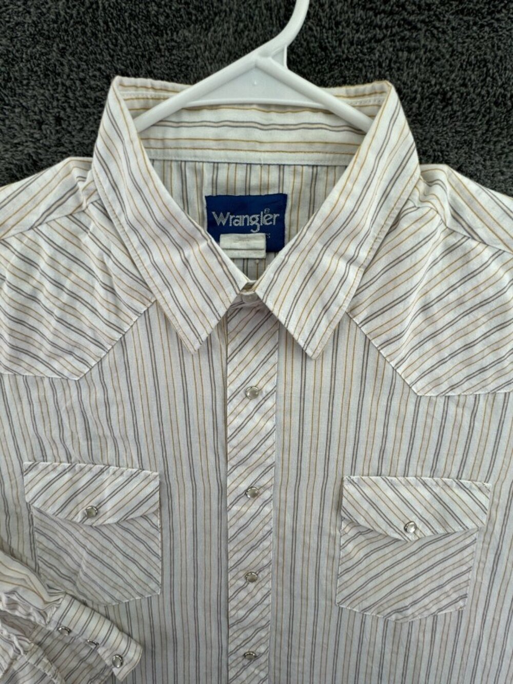 Wrangler Western Shirt Men’s Pearl Snap Up Striped 2XL Gold Blue Adult Cowboy